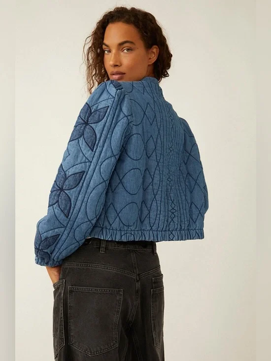New Free People Quinn Quilted Jacket Size L - Picture 3 of 7